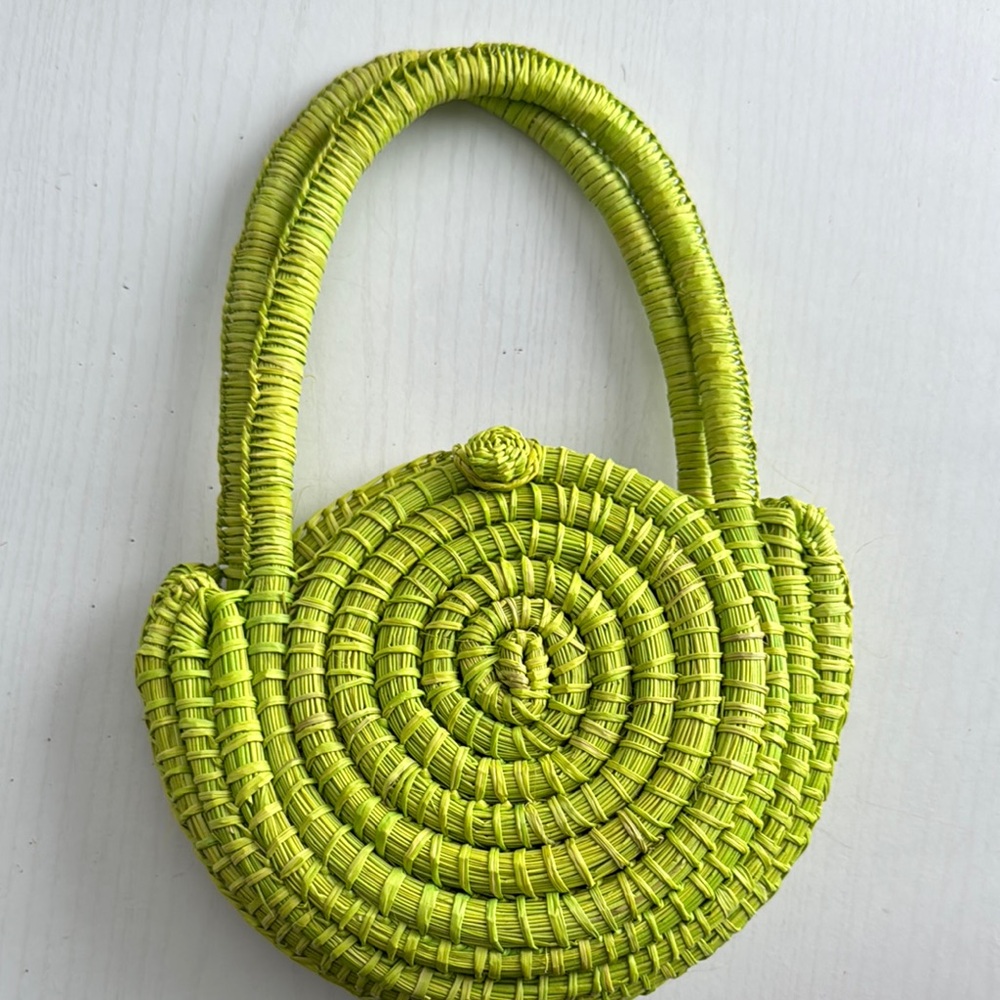 Lime Green Woven Handbag